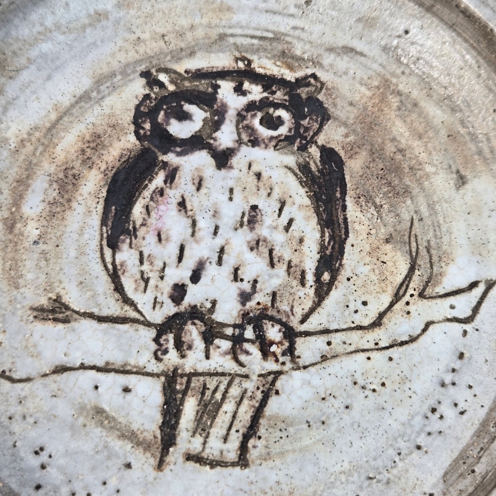 Mid Century Gerd Lu Grove Pottery Ashtray Owl Dish West German Studio Keramik - Picture 2 of 10